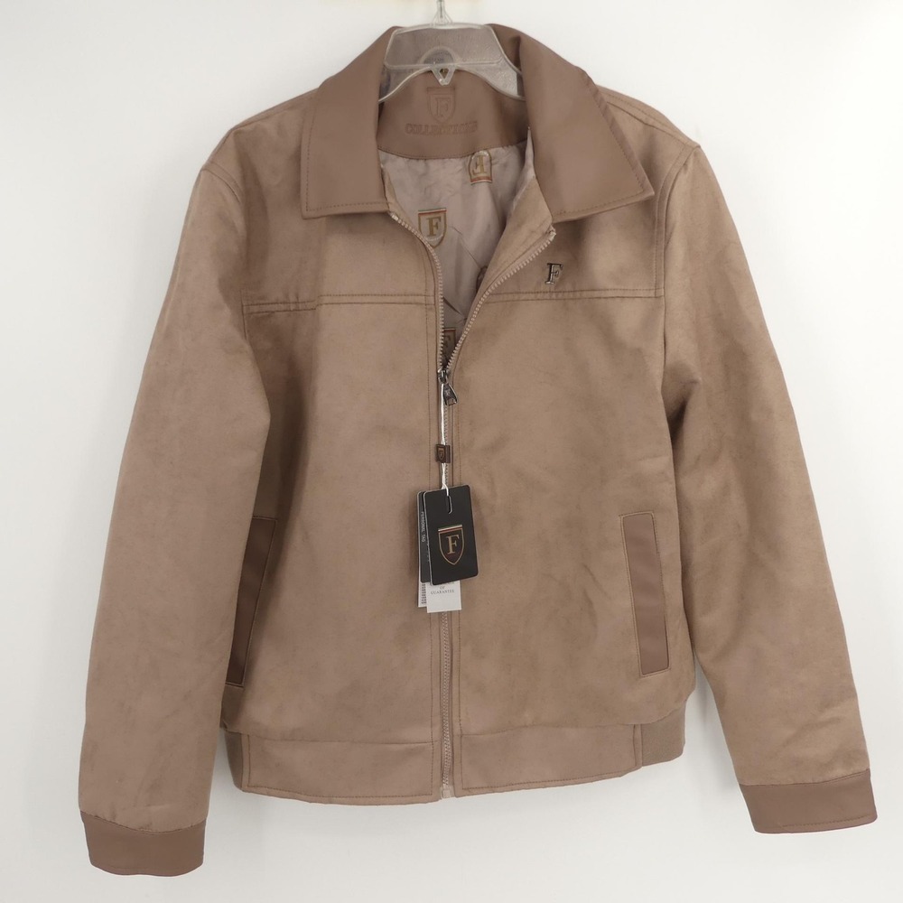 F Collections‎ Jacket Suede Faux Leather Full Zip Luxury M17122 New Men's Large